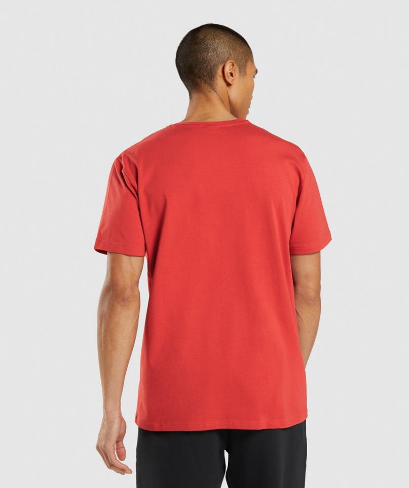 Men's Gymshark Sharkhead Infill T-Shirts Red | NZ 9HAYMD